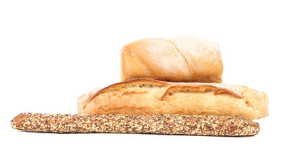 Multi - grain brown and white bread.