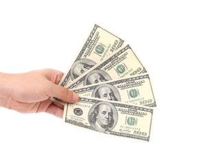 Hand holding american Dollar-bills.