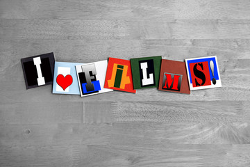 I Love Films sign - art design