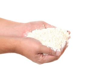 Flour on hands.