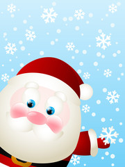 Cute Santa on winter background