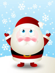 Cute Santa on winter background