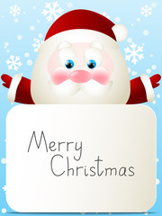 Cute Santa on winter background