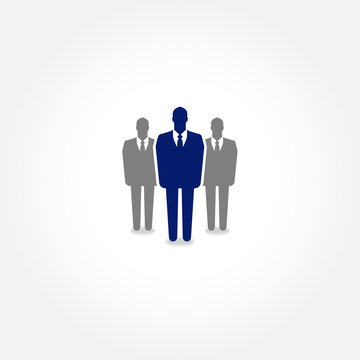 Businessman standing out from the group -leadership & HR concept