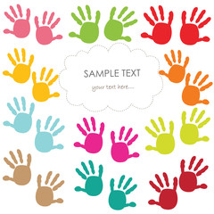 Baby handprint greeting card vector