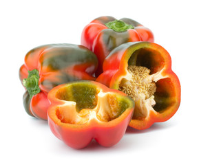 Bell peppers isolated on white background closeup