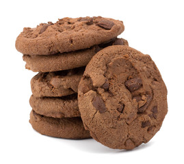 Chocolate pastry cookies isolated on white background