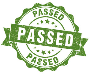 passed green grunge scratched isolated stamp