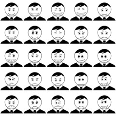 Office smileys, set, black contour