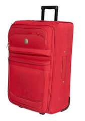Red textile suitcase