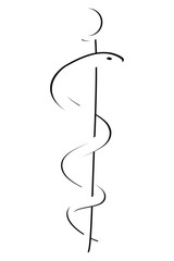 Medical symbol caduceus snake with stick