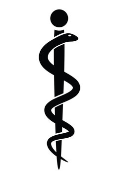 Medical symbol caduceus snake with stick