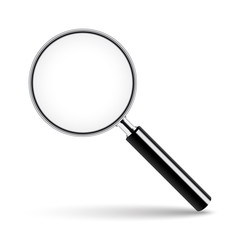 Magnifying glass with transparent glass on isolated background