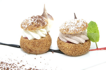 tartlets on a white plate in a restaurant