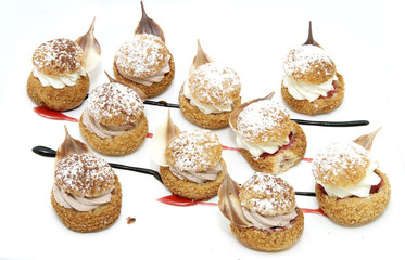 tartlets on a white plate in a restaurant