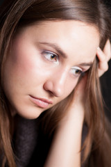 Obraz premium Close-up portrait of thoughtful woman