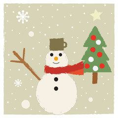 Cute retro winter and Christmas themed greeting card