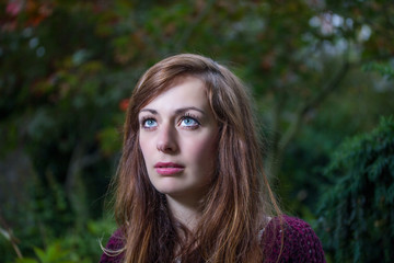 thoughtful outdoor girl