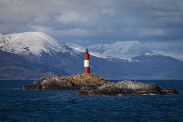 Lighthouse End of the world in the Beagle Channel, Ushuaia, Pata