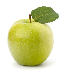Sweet green apple with  leaf