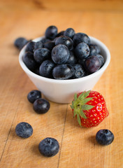 Blueberries and strawberry