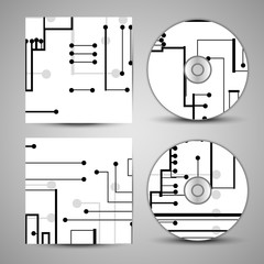 Vector cd cover set for your design, circuit board Illustration.