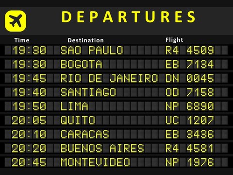 South America departures - vector illustration