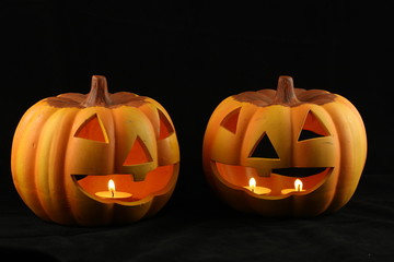 Two Halloween Pumpkins