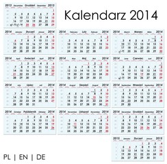 Kalendarz trójdzielny 2014