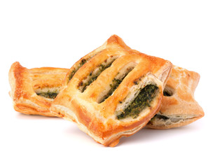 Puff pastry bun isolated on white background.