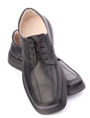 Black glossy man&rsquo;s shoes with shoelaces