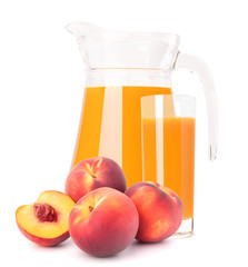 Peach fruit juice in glass jug