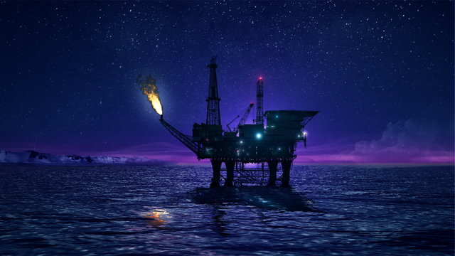 Oil platform in the Arctic loop