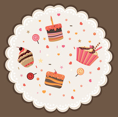 Tasty card made of cupcakes