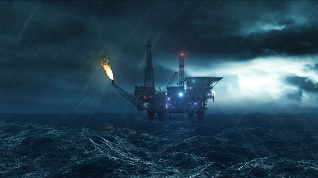 Oil platform in the storm loop HD