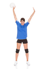 Young Woman With Volleyball