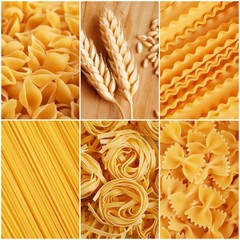 collage di fotografie a tema pasta italiana di grano duro
