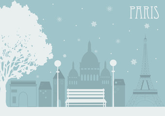 Fototapeta premium Park in Paris at the winter
