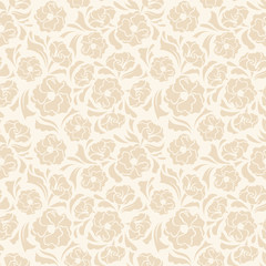 Seamless beige floral pattern. Vector illustration.