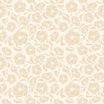 Seamless beige floral pattern. Vector illustration.