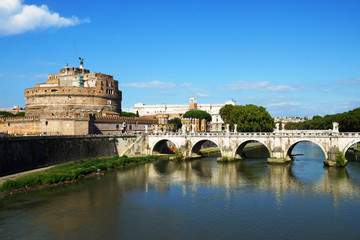 Castle Sant'Angelo and bridge on the Tiber River, Rome, Italy