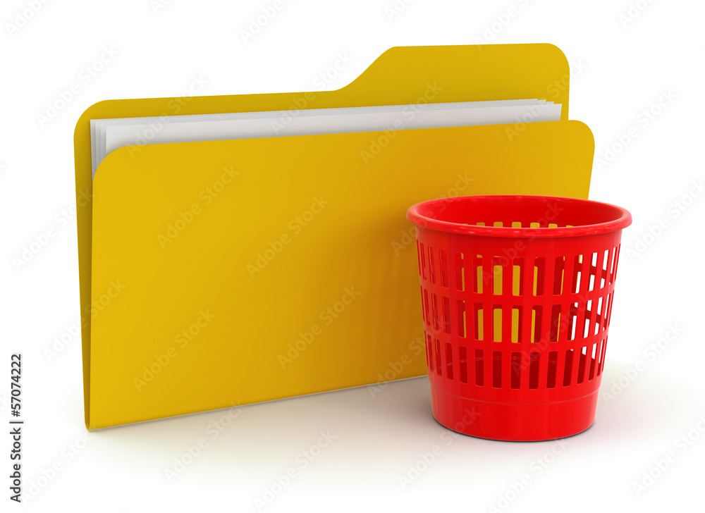 Poster garbage basket and folder (clipping path included)