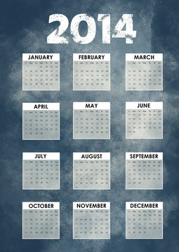 Calendar 2014 with grunge background