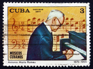 Postage stamp Cuba 1977 Antonio Maria Romeu, Cuban Pianist