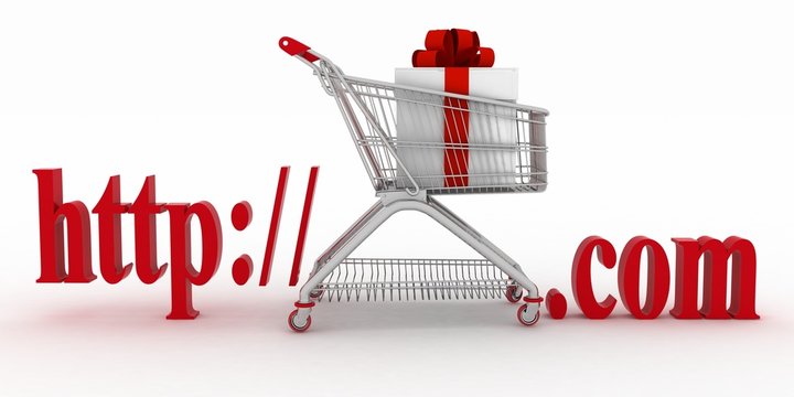 Concept of visiting e-business website. 3d illustration