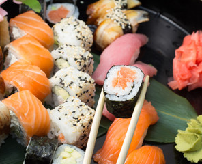 Sushi roll made dish