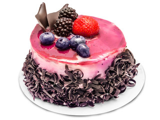 Chocolate cake isolated on white background