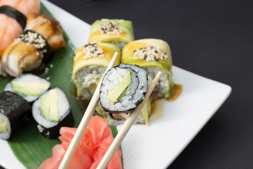 Sushi roll green dragon and else