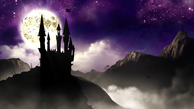Spooky Castle with bats  loop