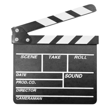 Clapper board isolated on white with clipping path included